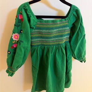 Good Lad Green Dress with Floral Embroidery